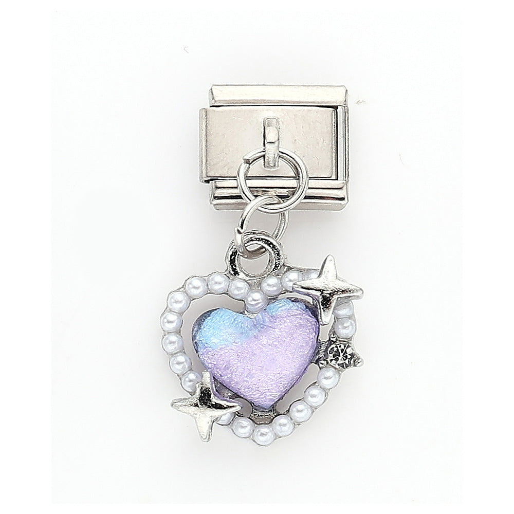 Wholesale 10pcs Italian Charm Bracelet 9mm DIY Splicing Cherry Pepper Flower Pendant Stainless Steel Composable Bracelet