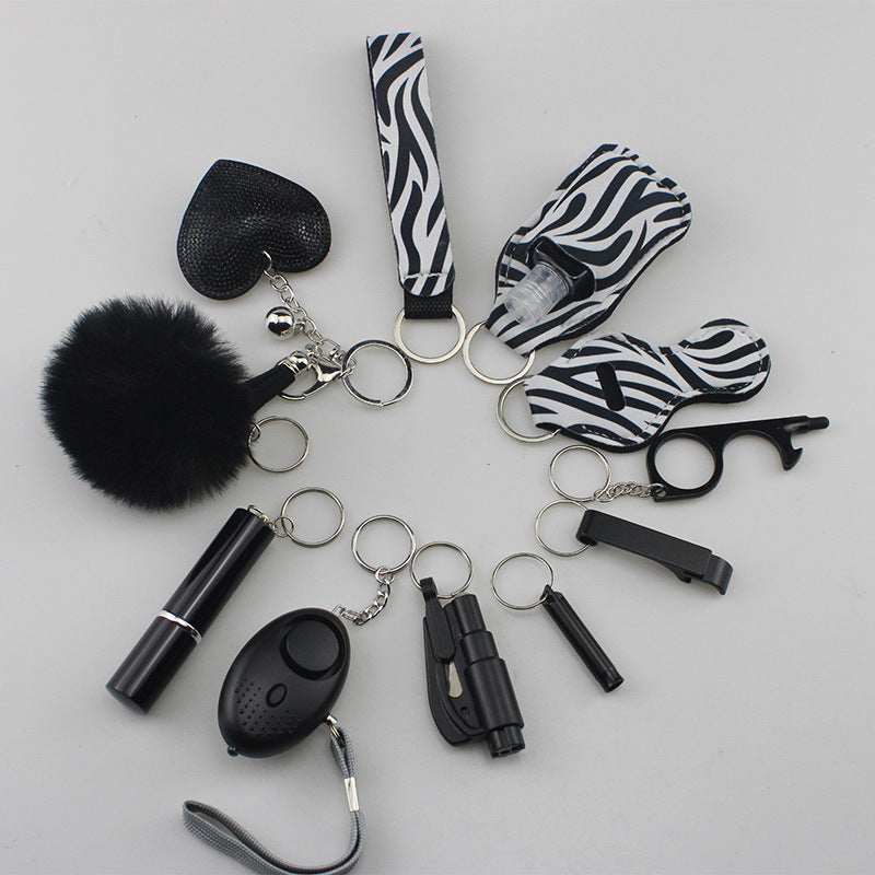 Wholesale Rhinestone Love Lipstick Set Bottle Opener Hair Ball Whistle Keychain Set ACC-KC-TMS003