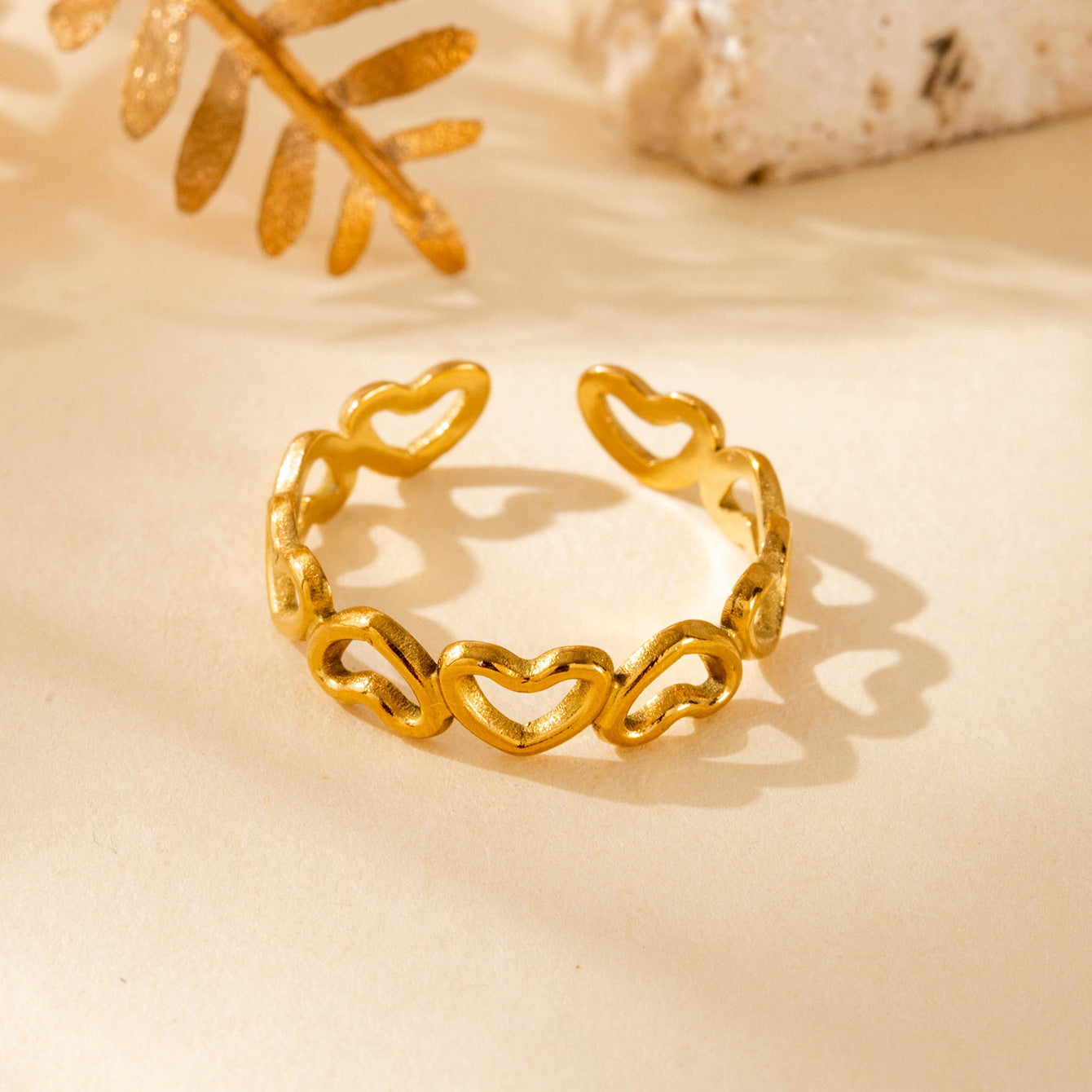 Wholesale Titanium steel hollow love angel wing adjustable ring