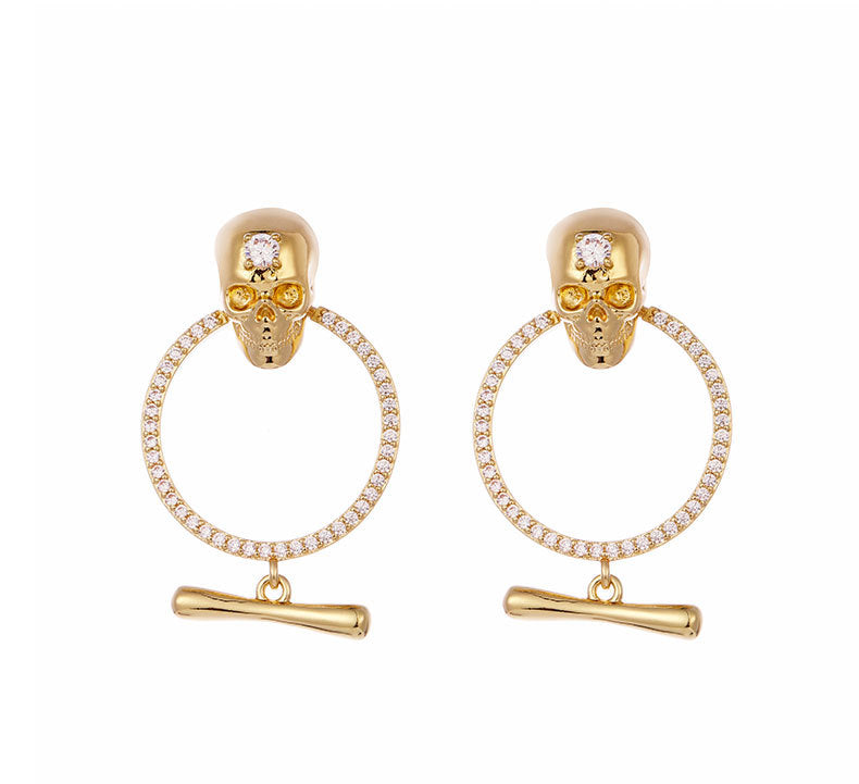 Wholesale Punk Skull Copper Earrings