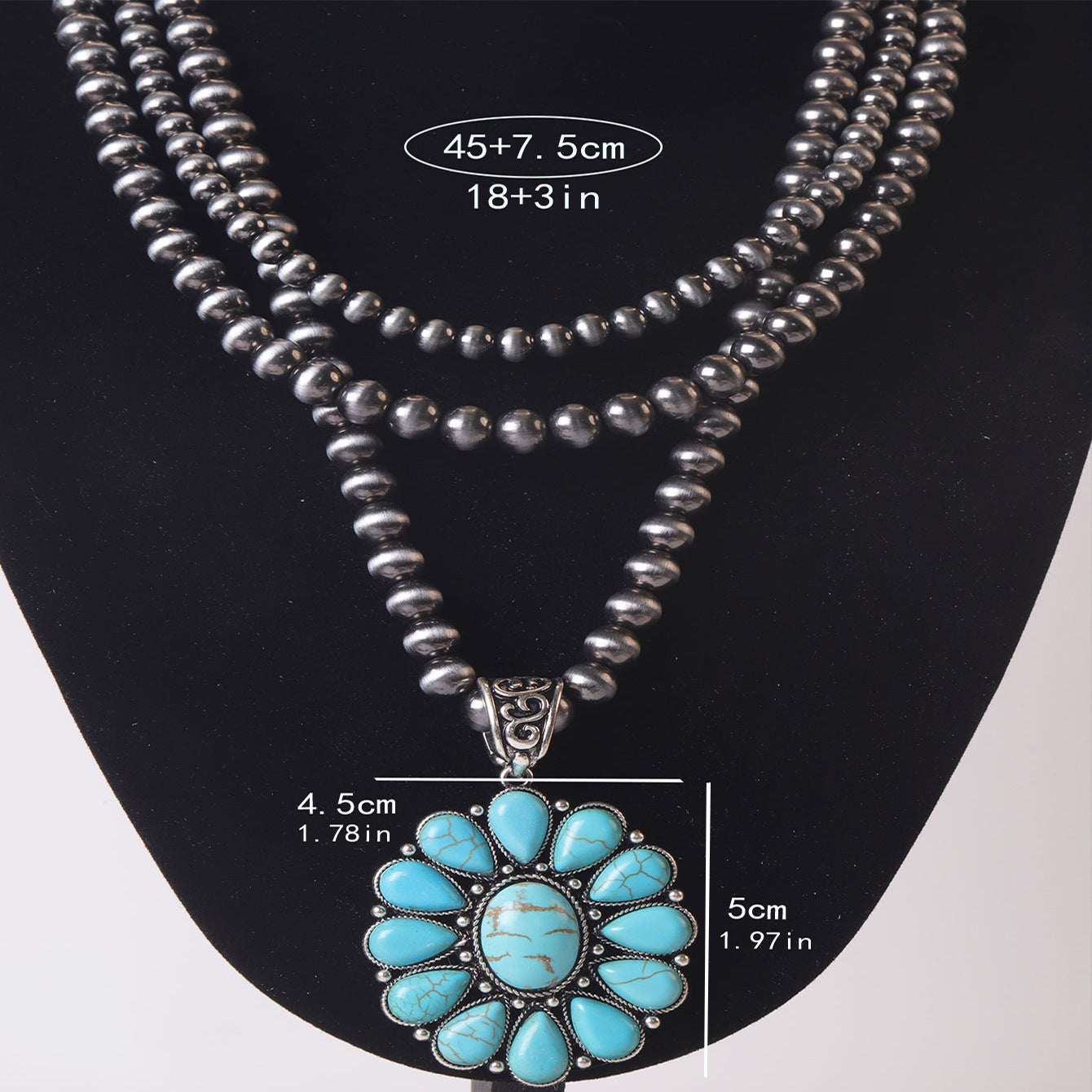 Wholesale Bohemian Zinc Alloy Turquoise Pendant Necklace,  Fashion Accessory for Gift Boutique Resale