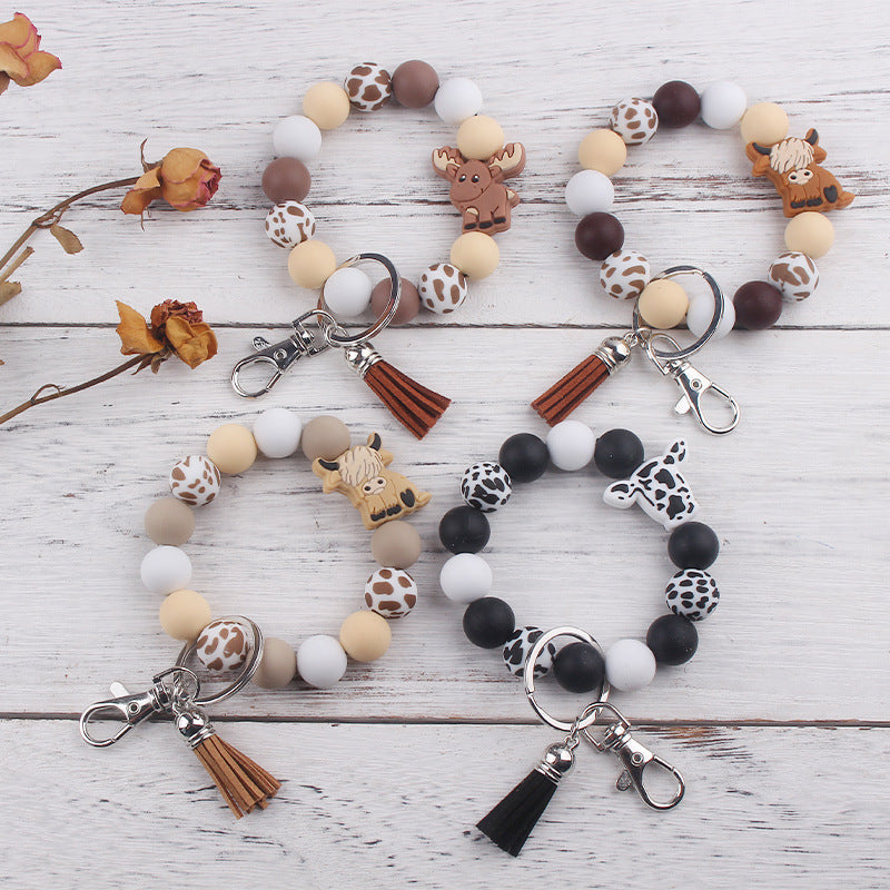 Wholesale Cartoon Bull Head Silicone Beaded Wrist Keychain ACC-KC-GuangTian063