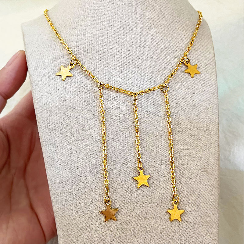 Wholesale star tassel stainless steel pendant Necklace
