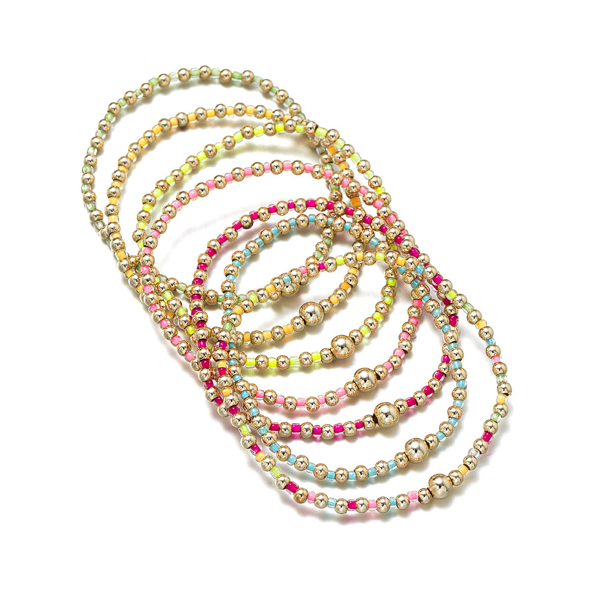 Wholesale Rice beads colorful beaded elastic bracelet for women