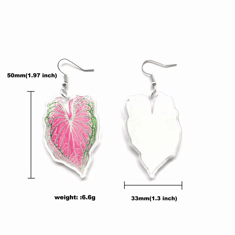 Wholesale Exaggerated Acrylic Love Green Powder Leaf Turtle Leaf  Earrings