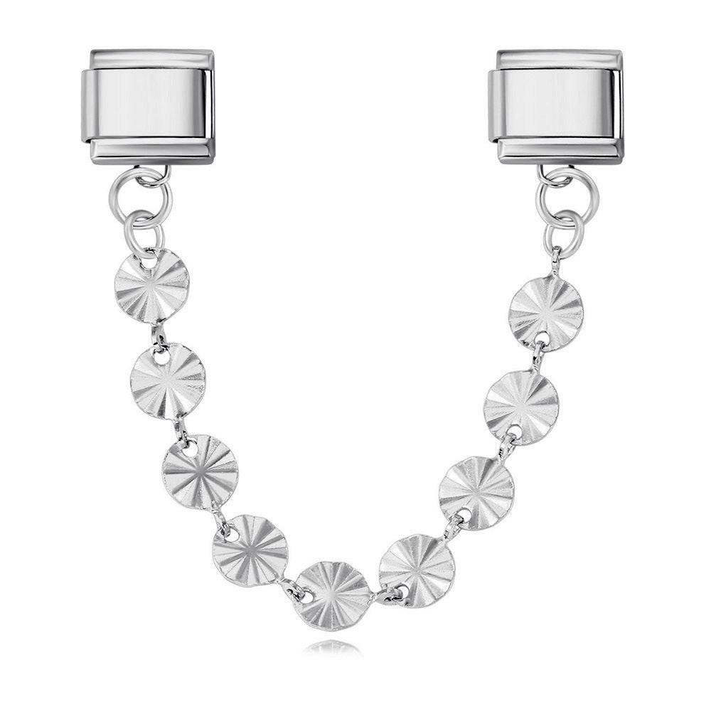 Wholesale Italian Charm Bracelet 9mm DIY Splicing Gold and Silver Double Pendant Stainless Steel Composable Bracelet