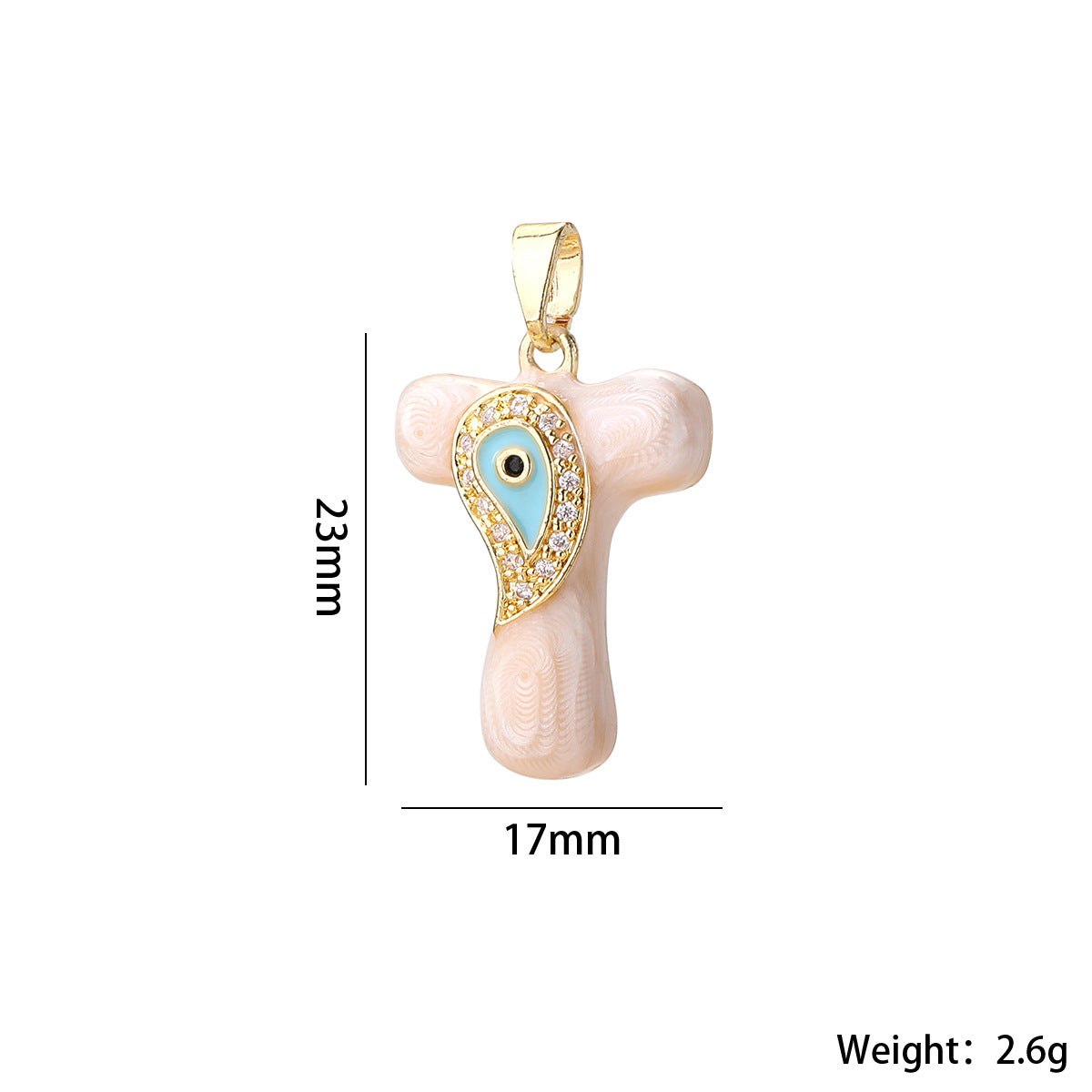 Wholesale Evil Eye Letter Pendant 16K Gold Plated Copper With Zircon Fashion Decorative Accessory DIY Jewelry Charm Boutique Gift Resale
