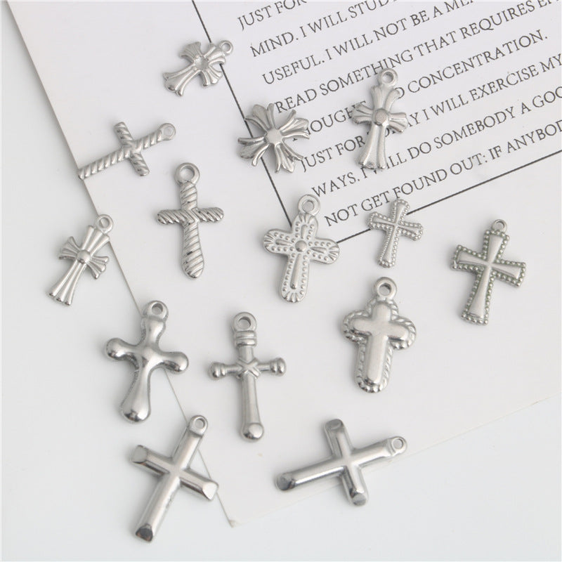 Wholesale Stainless steel small cross necklace bracelet pendant