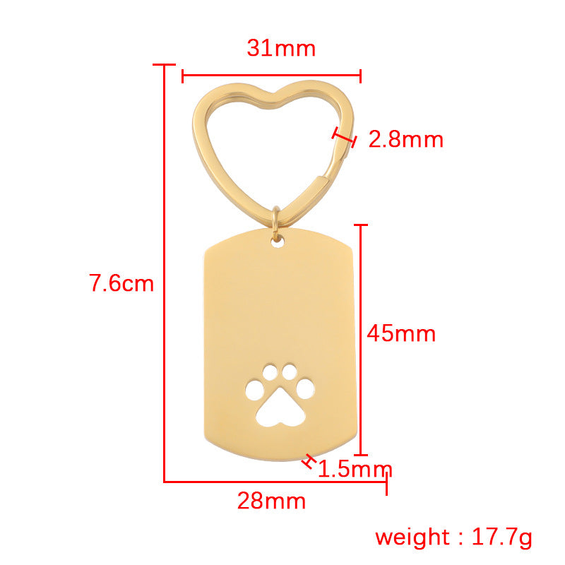 Wholesale Stainless Steel Hollow Dog Paw Keychain ACC-KC-MinPo001