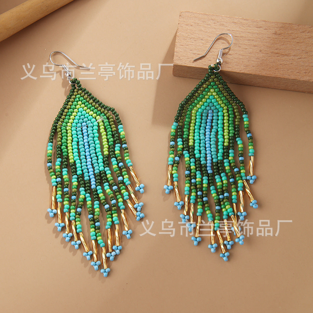 Wholesale Bohemian Retro Gradient Color Tassel Earrings ACC-ES-Lant001