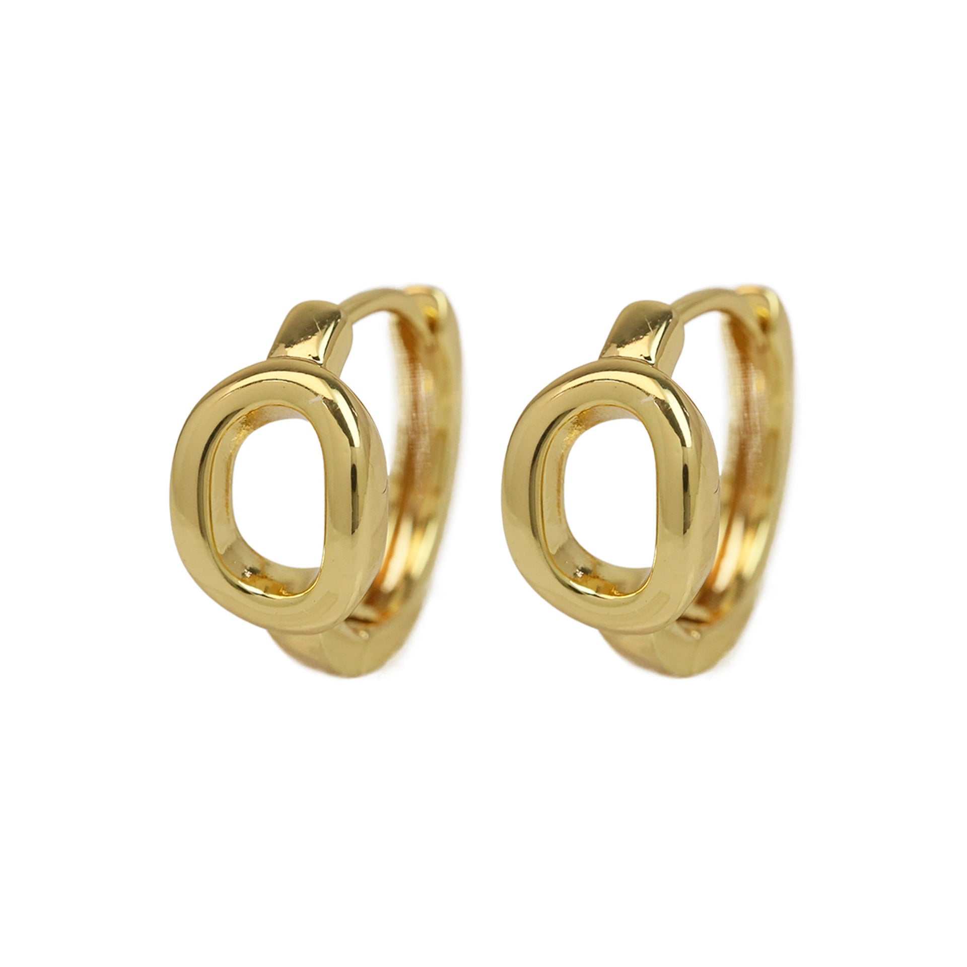 Wholesale 18k gold high-polished brass simple style 26 English letters earrings