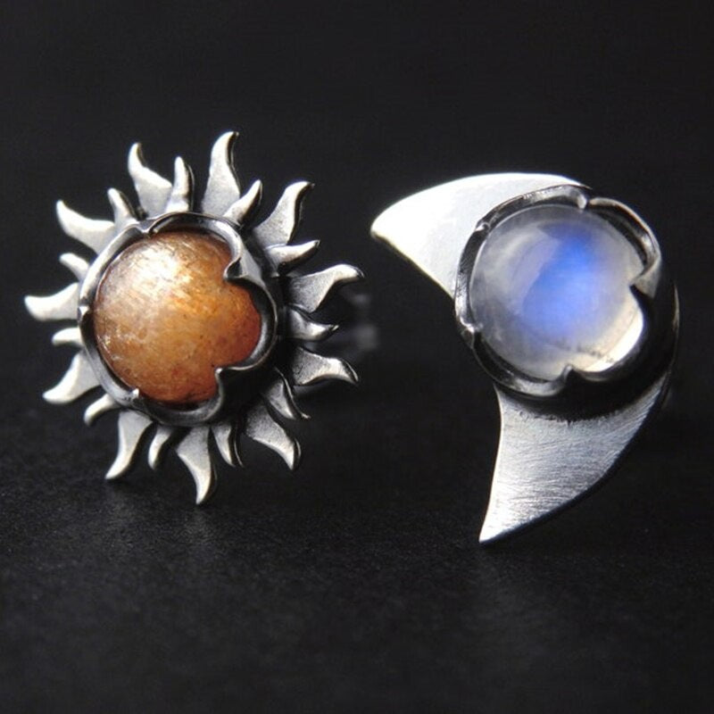 Wholesale  Sun Moon Gemstone Vintage Earrings
