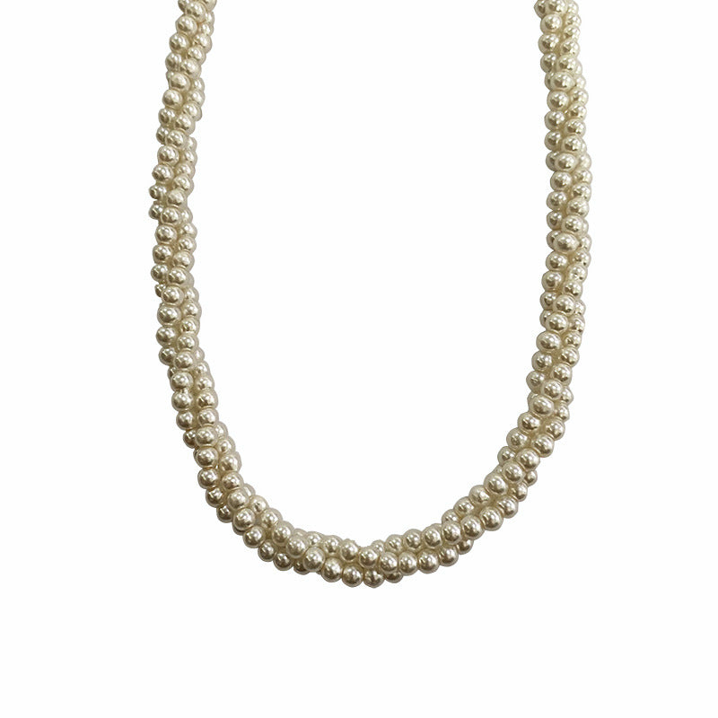 Wholesale Multi-layer Pearl Winding Necklace Clavicle Chain Choker Necklace ACC-NE-Tongs005