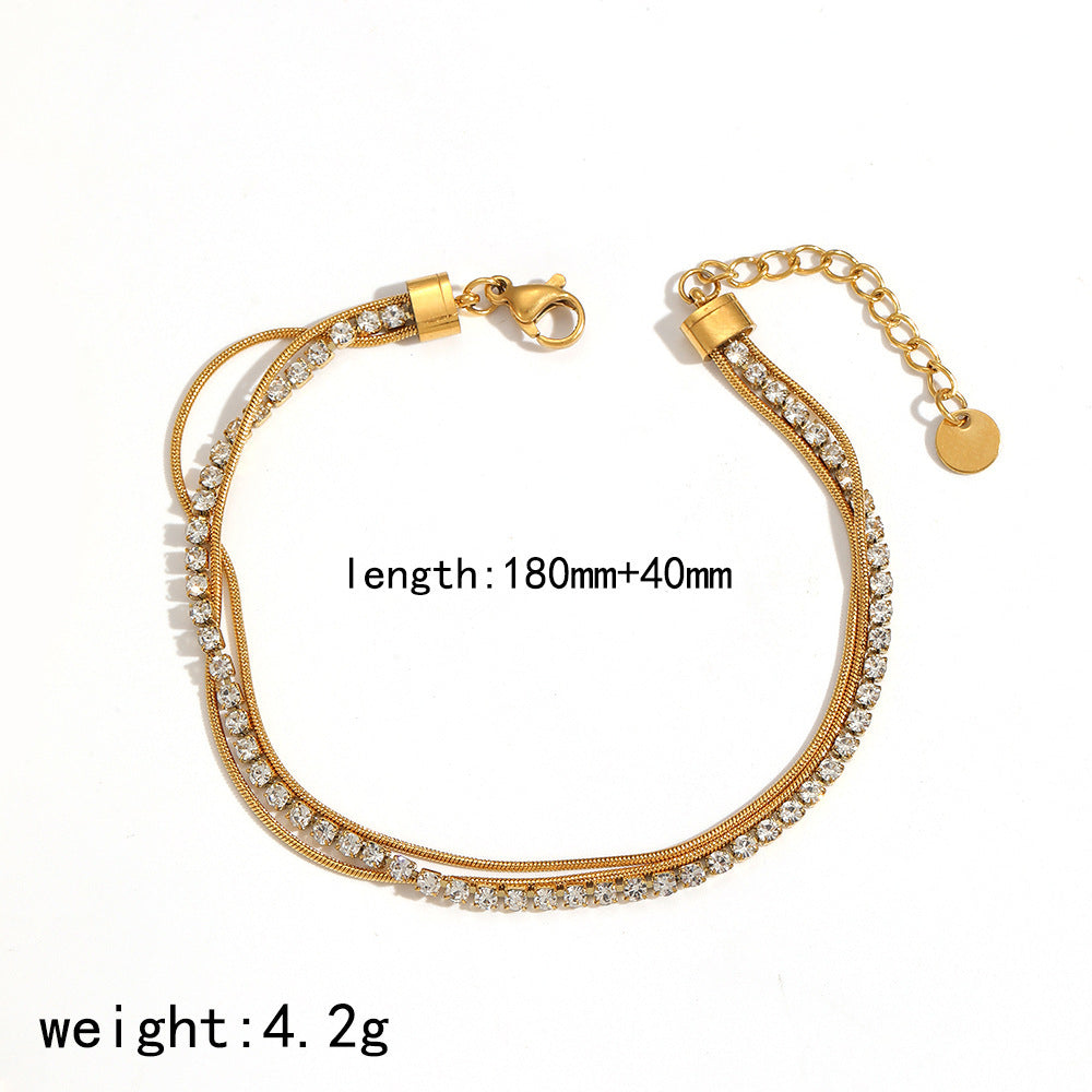 Wholesale 18k gold stainless steel diamond-encrusted heart bracelet