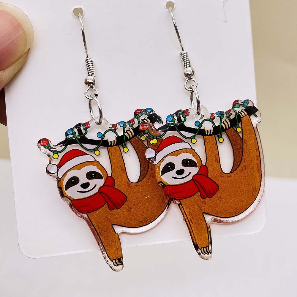 Wholesale Christmas Acrylic Colorful Elk Earrings