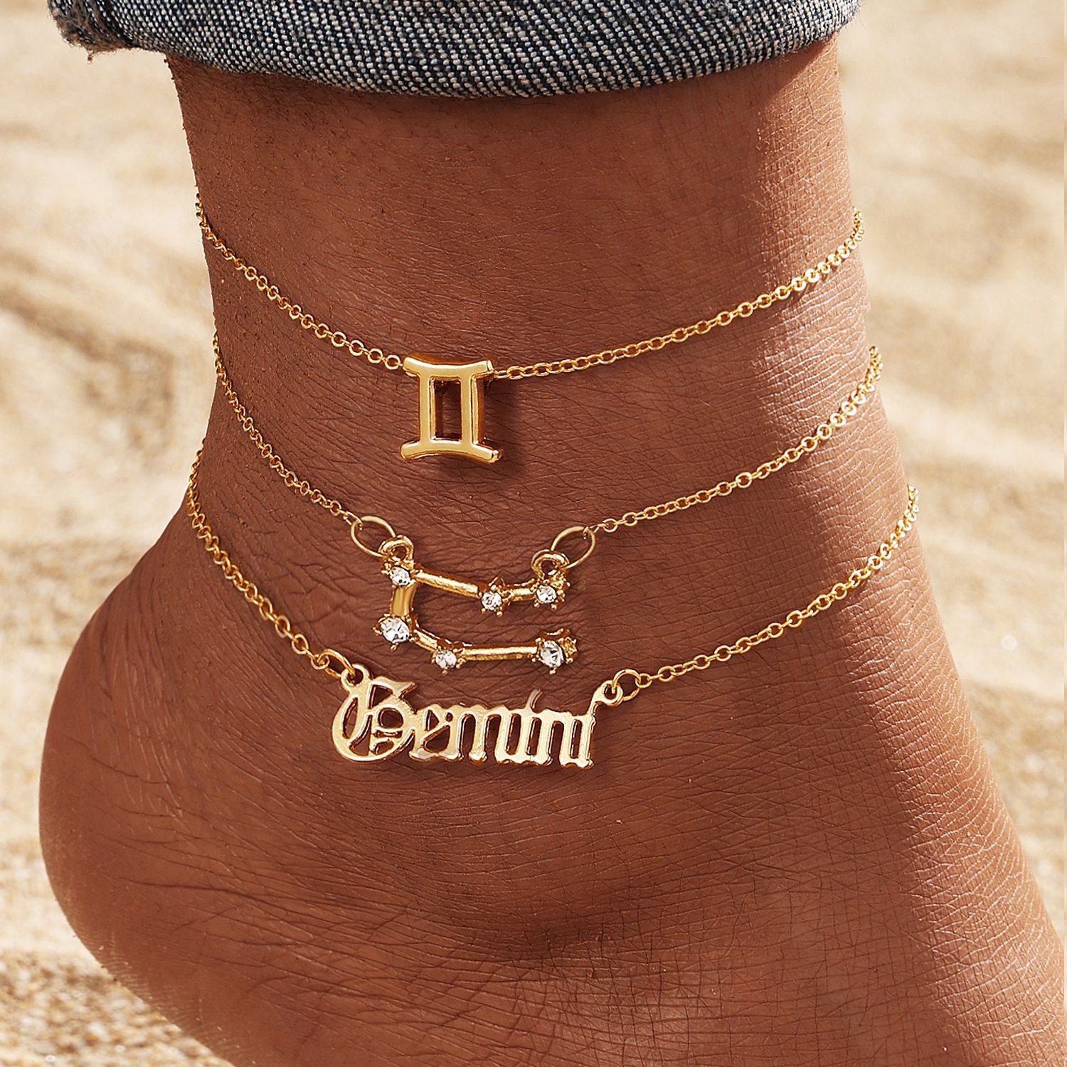 Wholesale 12-constellation alloy anklet r 12-star gold diamond-encrusted anklet