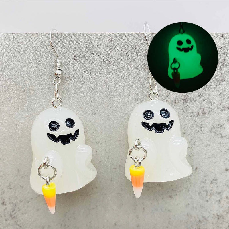 Wholesale  3D Glow Ghost Pumpkin Candy Earrings Fashion Accessory Gift