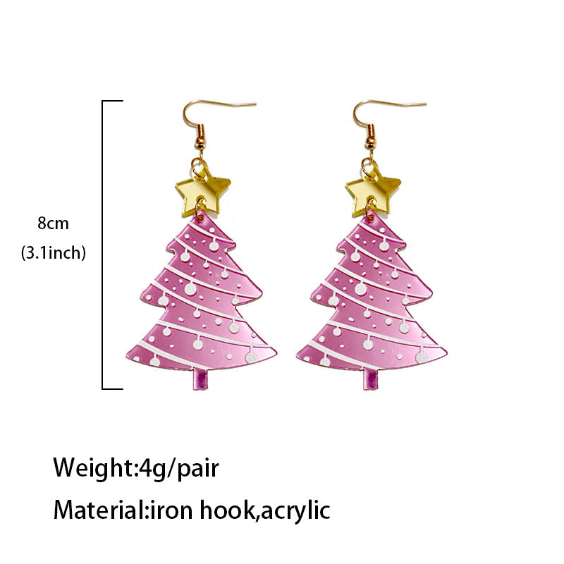 Wholesale Fashion Acrylic Christmas Tree Earrings Snowflake Leaf Design Party Jewelry Accessory Boutique Resale