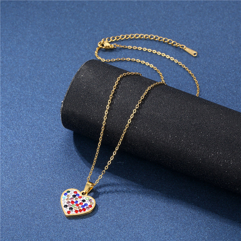 Wholesale Stainless Steel Diamond Heart Shape Necklaces  ACC-NE-MinM005