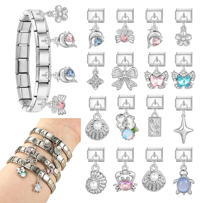 Wholesale Stainless Steel Electroplated DIY Jewelry Set - Fresh Ocean Italian Style for Boutique Resale