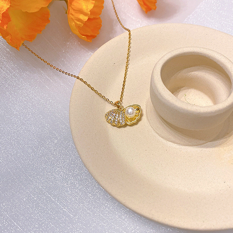 Wholesale Electroplated Titanium Steel Necklace Micro-embedded Clavicle Chain Choker Necklace ACC-NE-Xiyue003