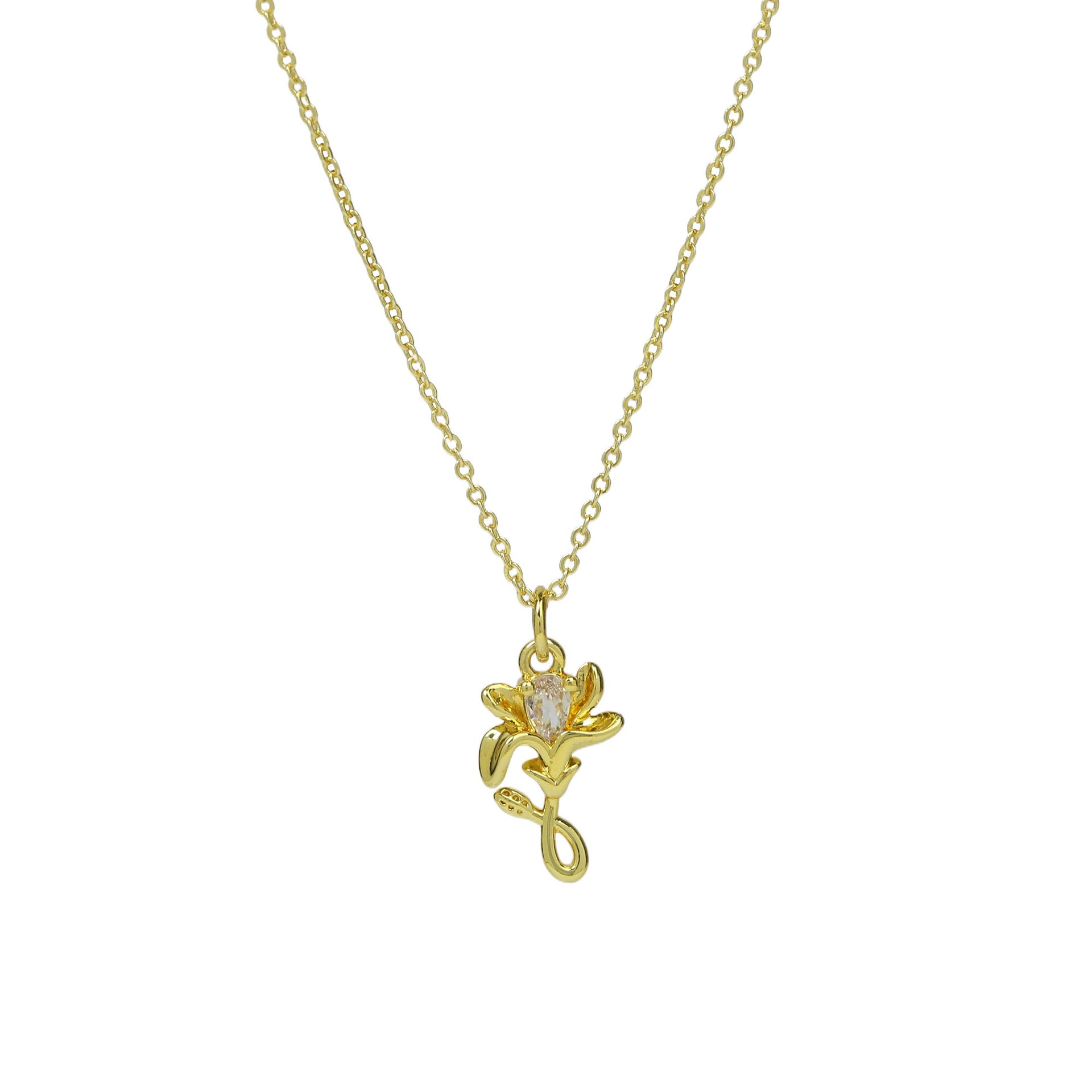 Wholesale Cute little zircon flower pendant necklace
