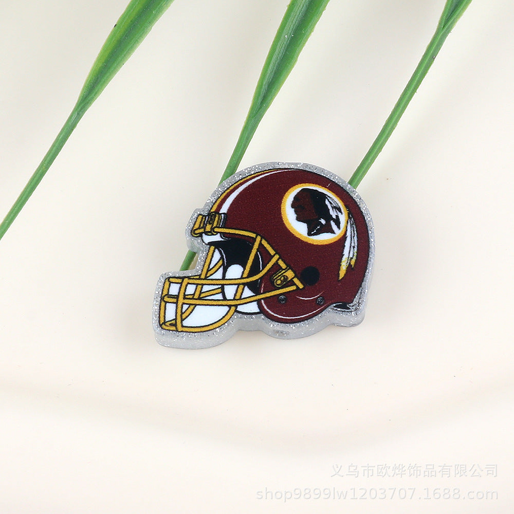Wholesale 5pcs Acrylic Rugby Straight Hole Cartoon Beads