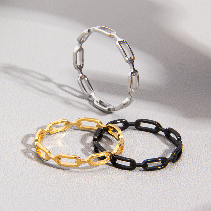 Wholesale Trendy Titanium Steel Cut Out Chain Ring Fashion Jewelry Accessory for Gift or Everyday Wear