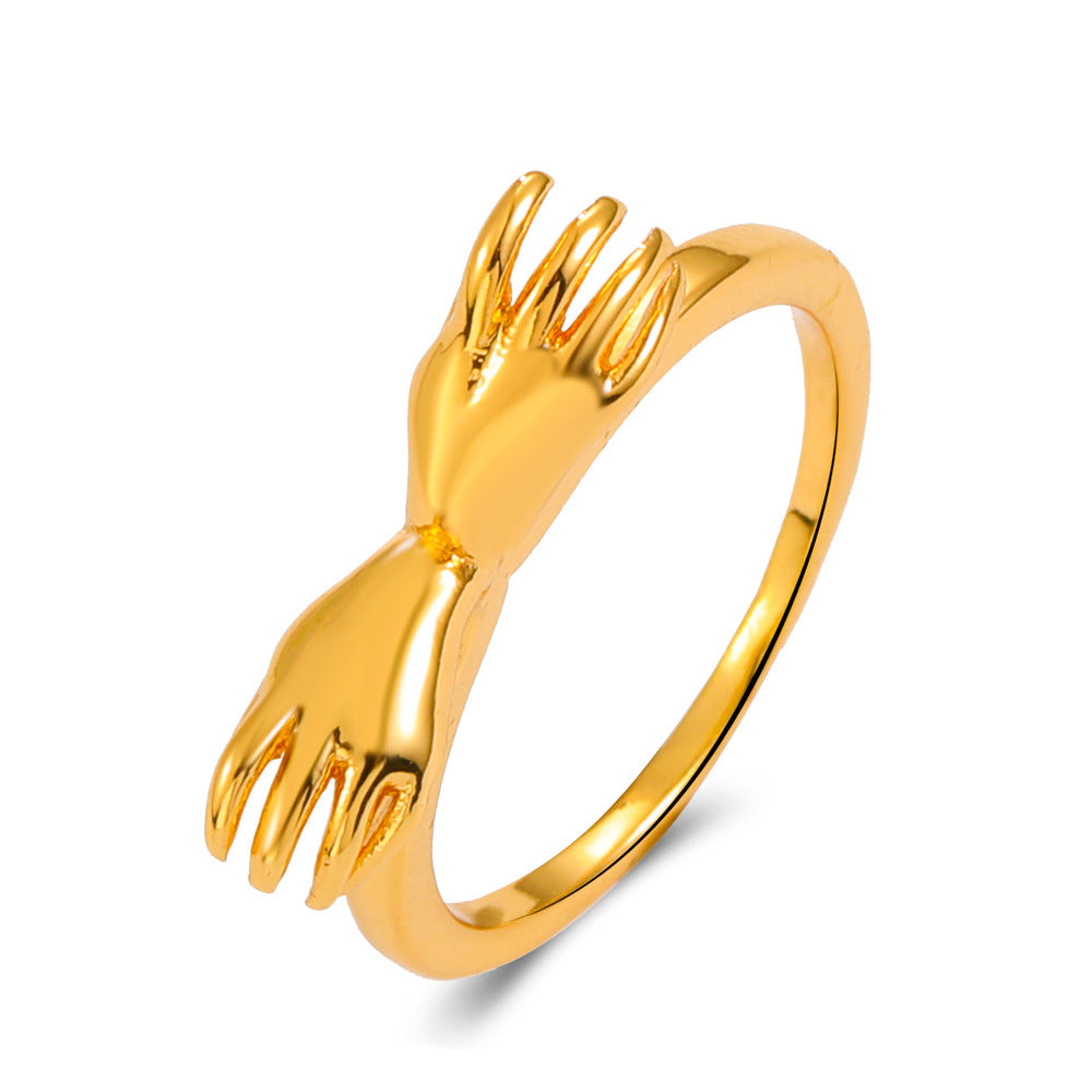 Wholesale Creative Hug Hand Ring Vintage Zircon Heart Rings ACC-RS-DQ002