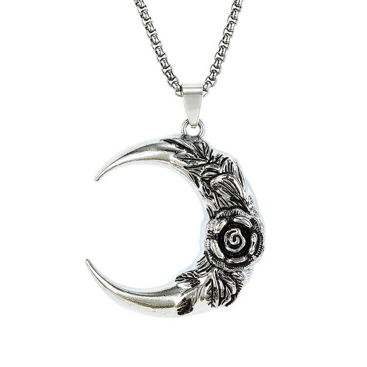 Wholesale Titanium Steel Dark Style Rose Moon Alloy Pendant Necklace