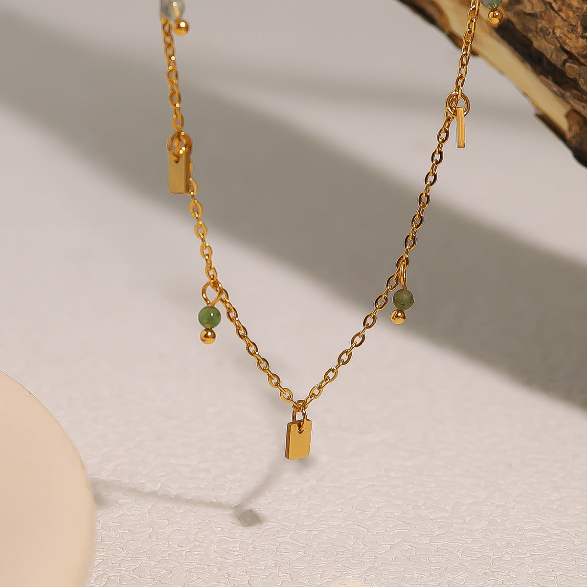 Wholesale Titanium Steel Bohemian Color Irregular Gravel Necklace