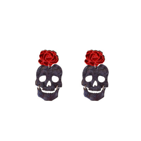Wholesale  Pumpkin Cat Skull Funny Exaggerated Acrylic Halloween Earrings