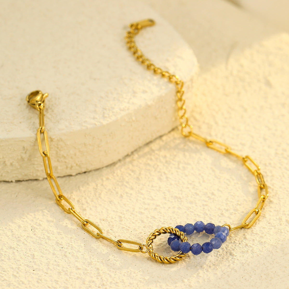 Wholesale retro natural stone stainless steel bracelet