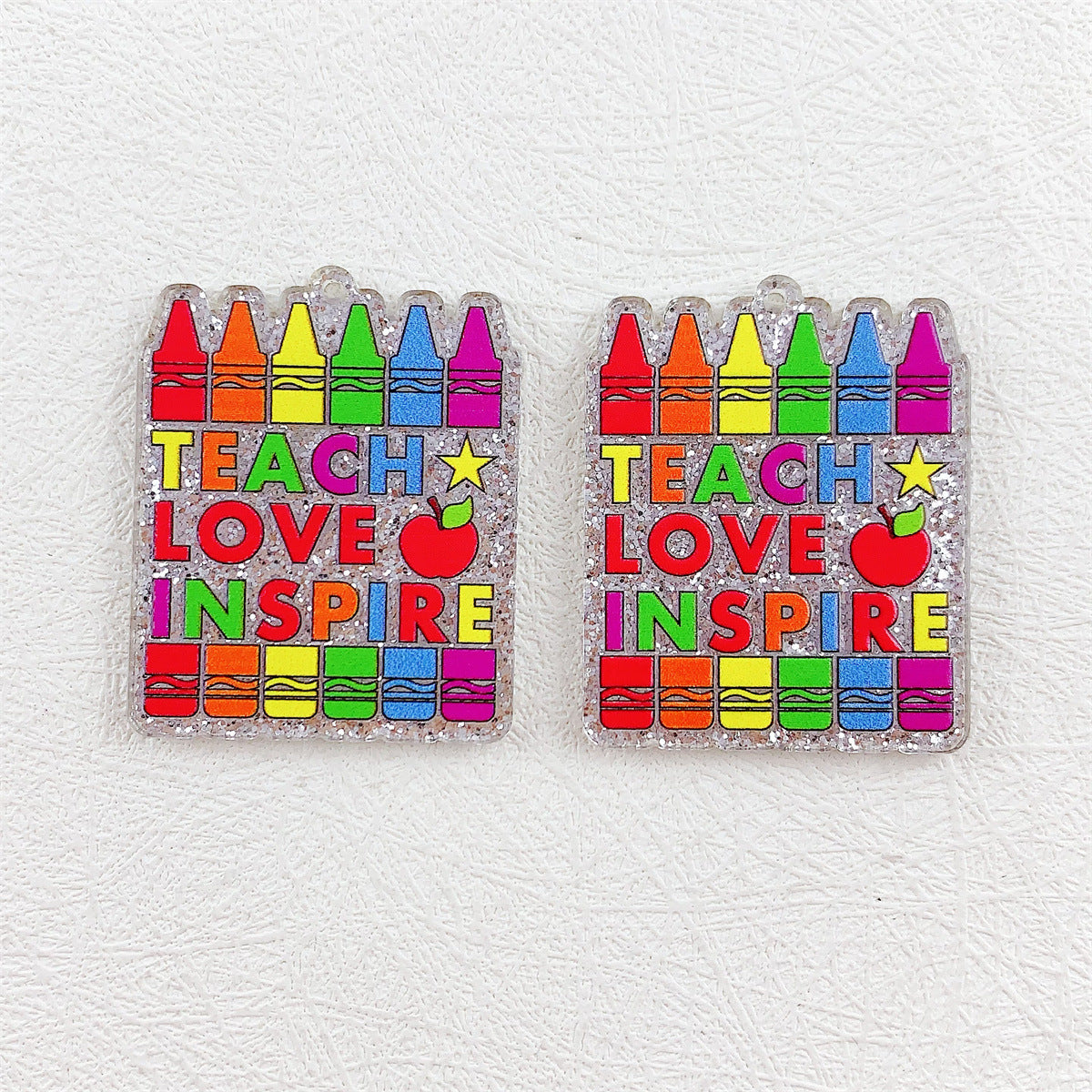 Wholesale 10pcs Acrylic Printing Color Pencil Books School Season Series Pendant