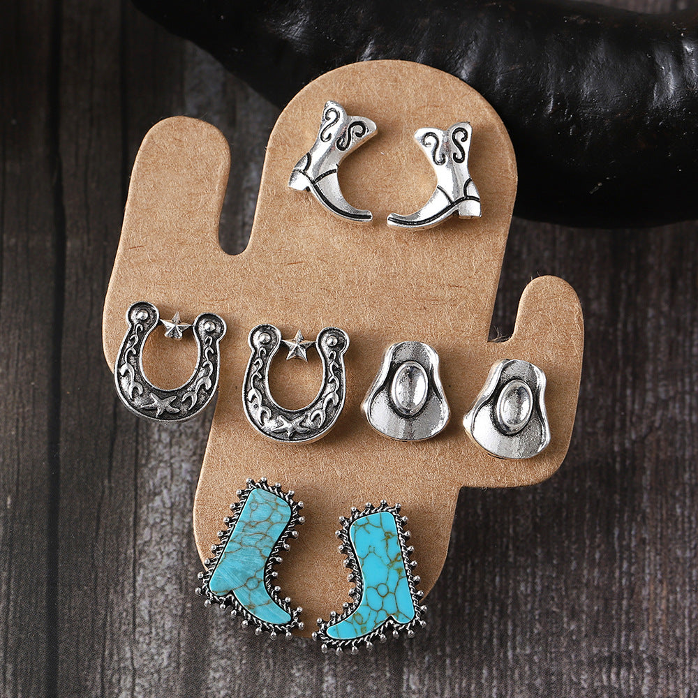 Wholesale  Fashionable Cool Style Boots Hat Earrings