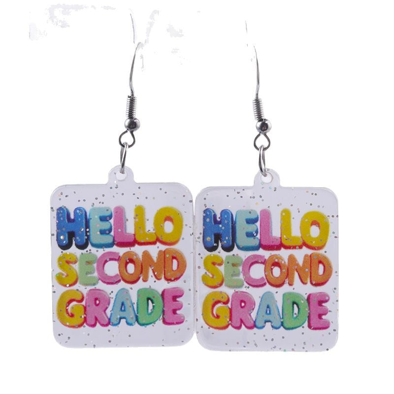 Wholesale Creative Teacher' s Day Earrings Transparent English Grade Acrylic Earrings