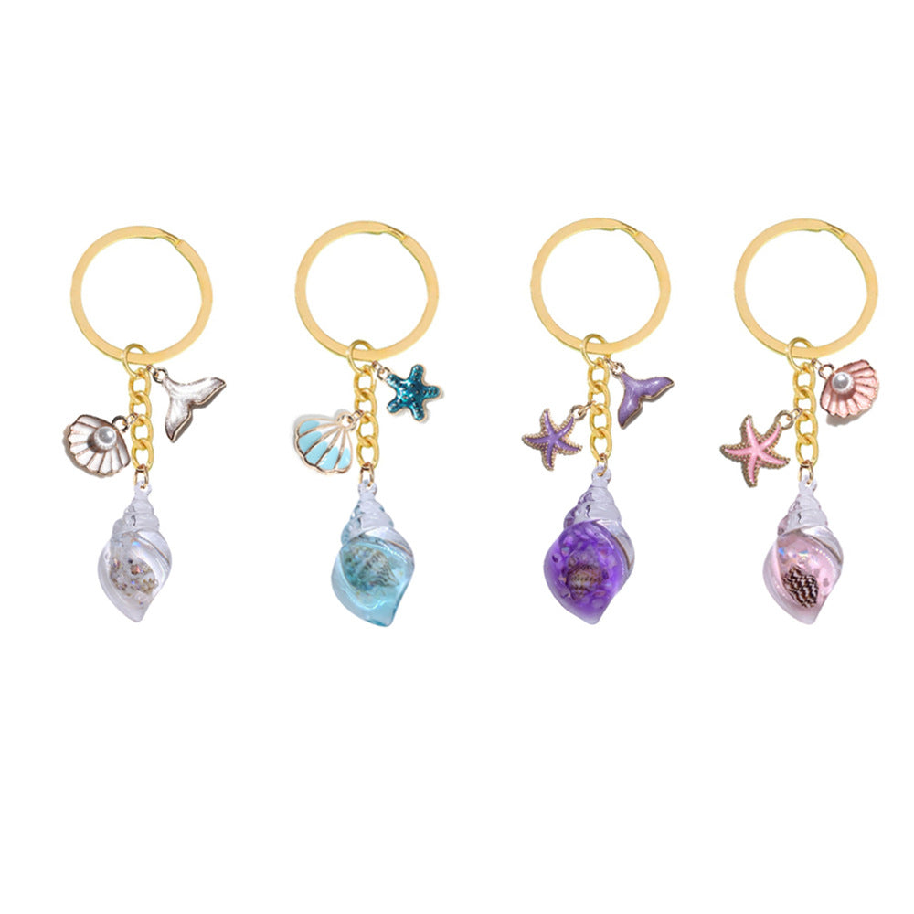 Wholesale Summer Luminous Keychain Starfish Conch Shell Keychain ACC-KC-YuChan004