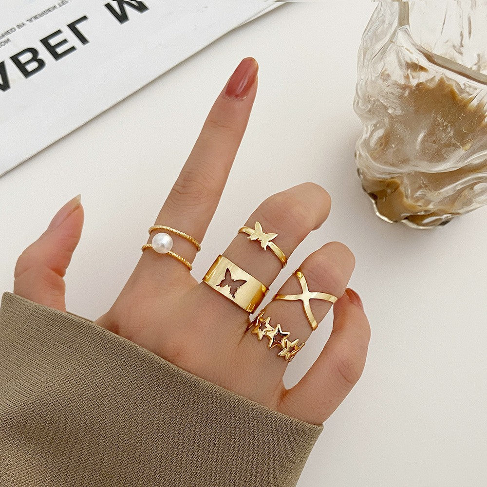 Wholesale Star,  Moon,  Heart,  Leaf,  Geometric 10-Piece Ring Set