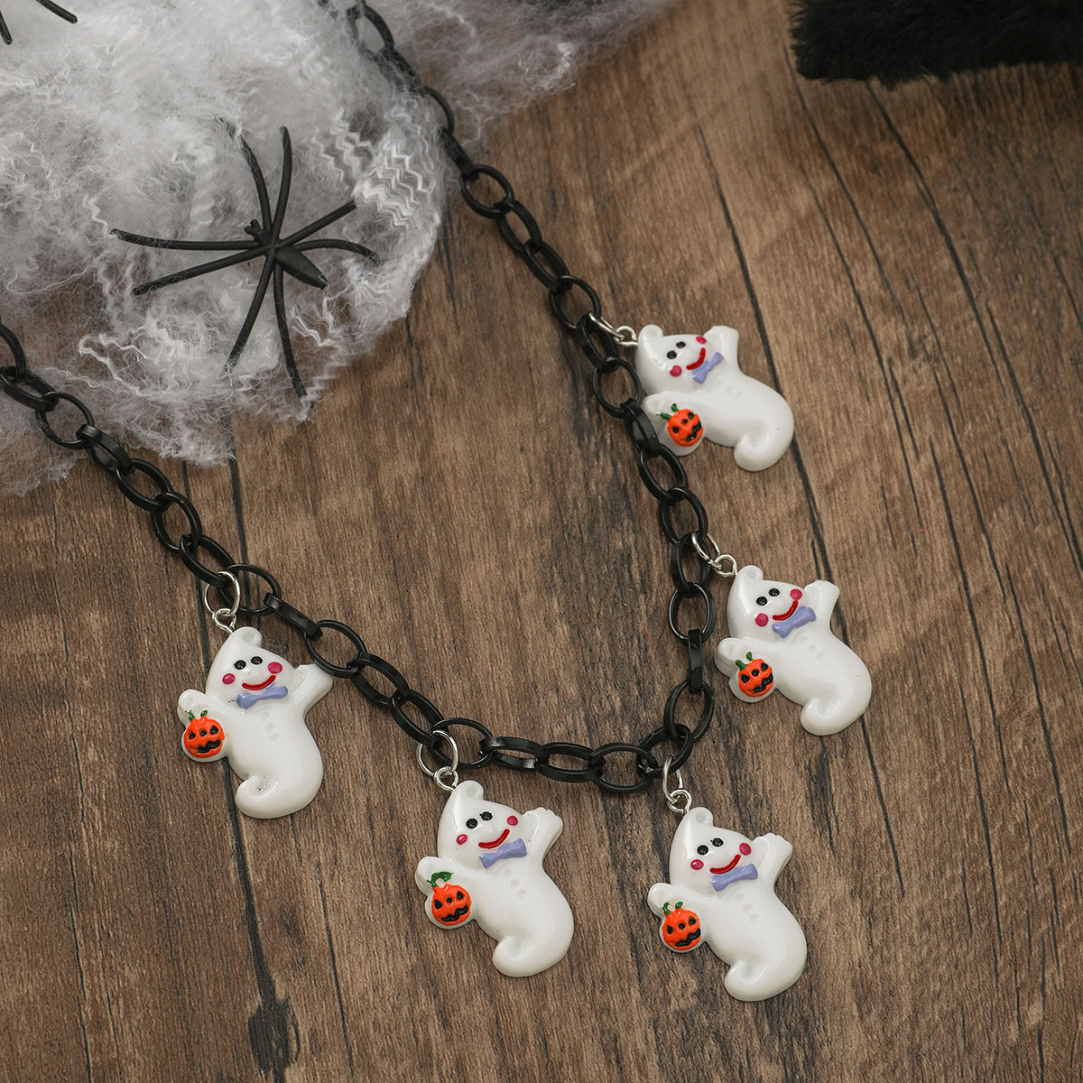 Wholesale Halloween Creative Pumpkin Ghost Pendant Necklaces Choker Necklaces ACC-NE-JunJie009