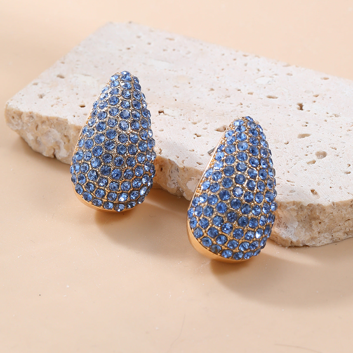 Wholesale Colorful Diamond Earrings Full of Diamond Drop-shaped Earrings Ear Studs ACC-ES-JL029