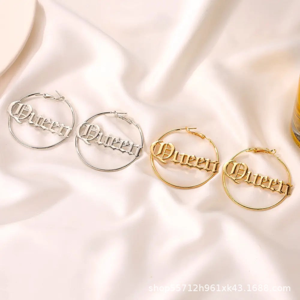 Wholesale Stainless steel large hoop letter earrings