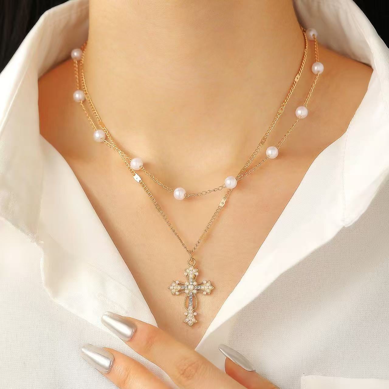 Wholesale  new pearl multi-layer clavicle chain choker necklaces