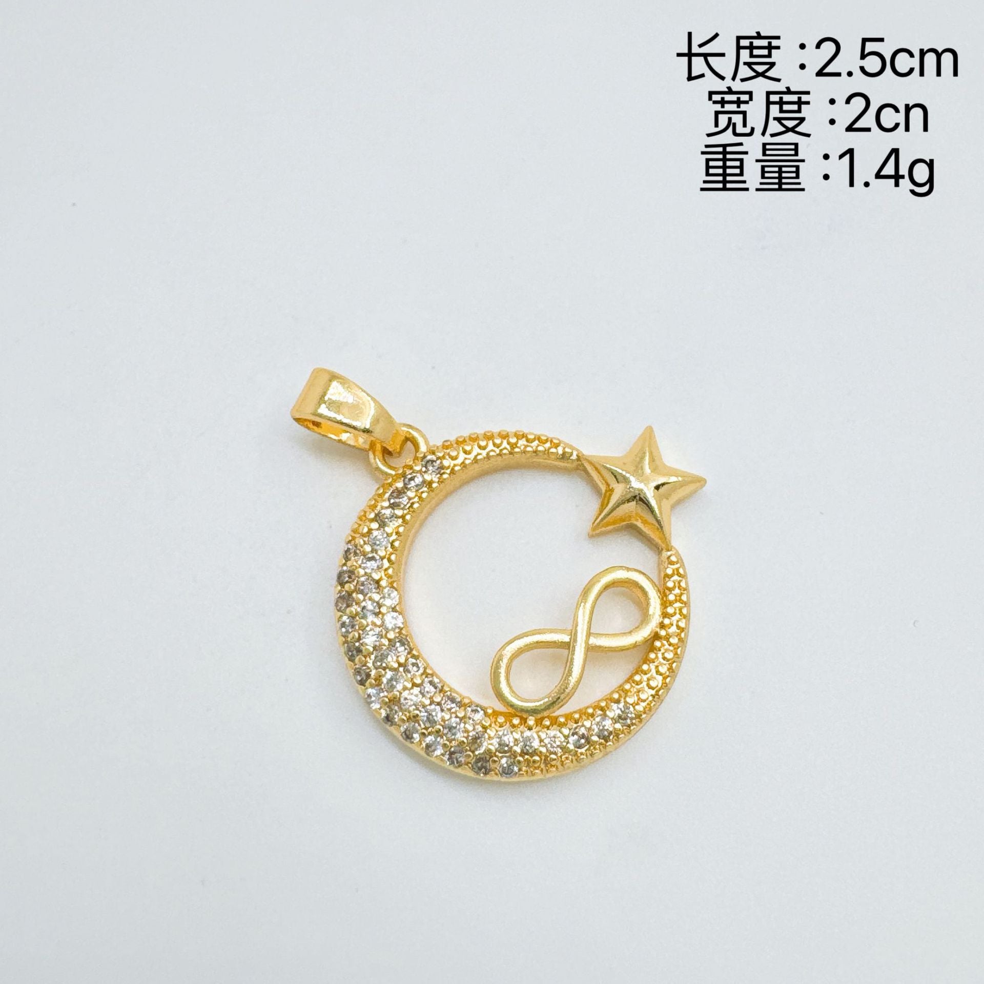 Wholesale Elegant Gold Plated Zircon Moon Pendant Necklace Boutique Resale