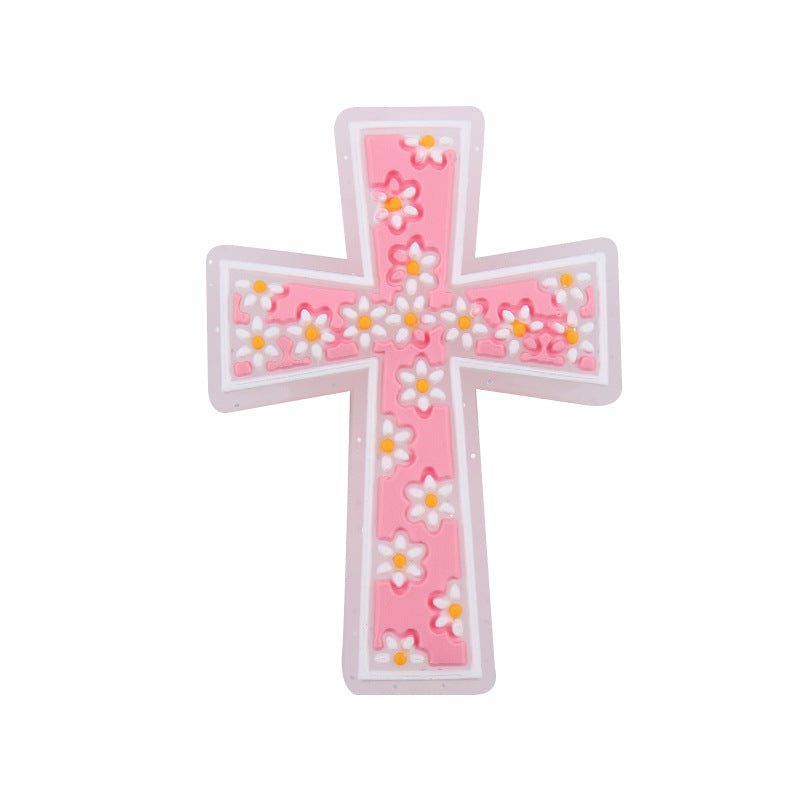 Wholesale 10pcs Cartoon Cross Flower Autism Care Focal Beads DIY Bead Accessories