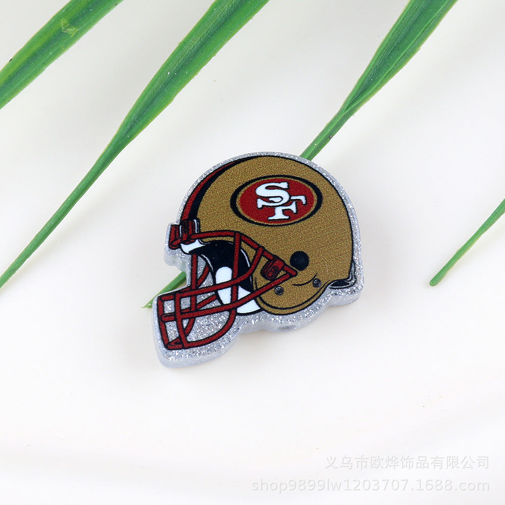 Wholesale 5pcs Acrylic Rugby Straight Hole Cartoon Beads