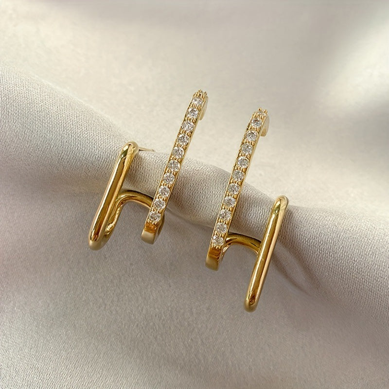 Wholesale  rhinestone U-shaped stud earrings