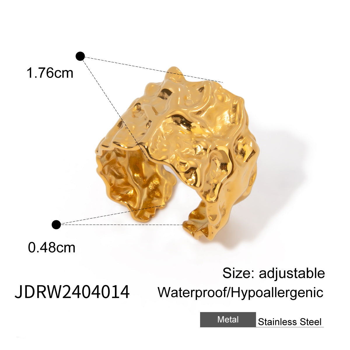 Wholesale Stainless Steel Exaggerated Opening Ring18k Gold Jewelry