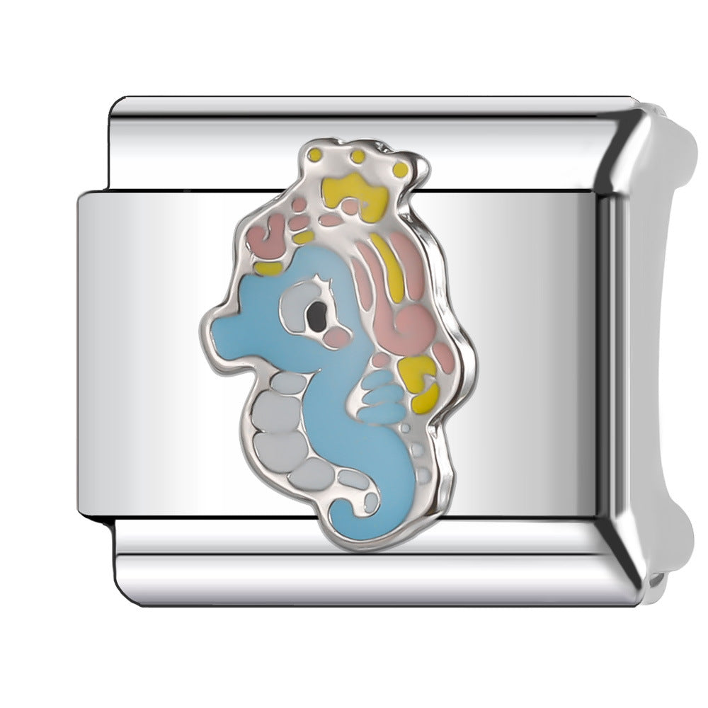 Wholesale Italian Charm Bracelet 9mm DIY Splicing Ocean Series Animal Stainless Steel Composable Bracelet