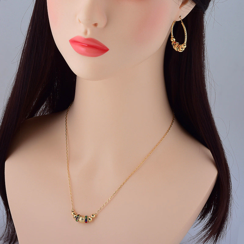 Wholesale Bohemian Colored Beads Jewelry Earrings Necklace Sets ACC-NE-MoCai002