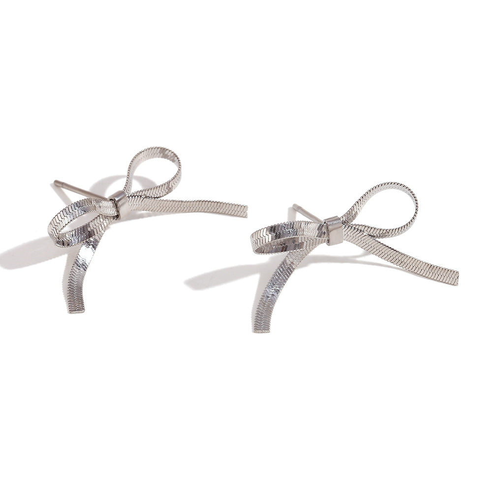 Wholesale Stainless Steel Earrings 18K Gold Plated Earrings Niche Blade Chain Butterfly Earrings ACC-ES-MengJia002